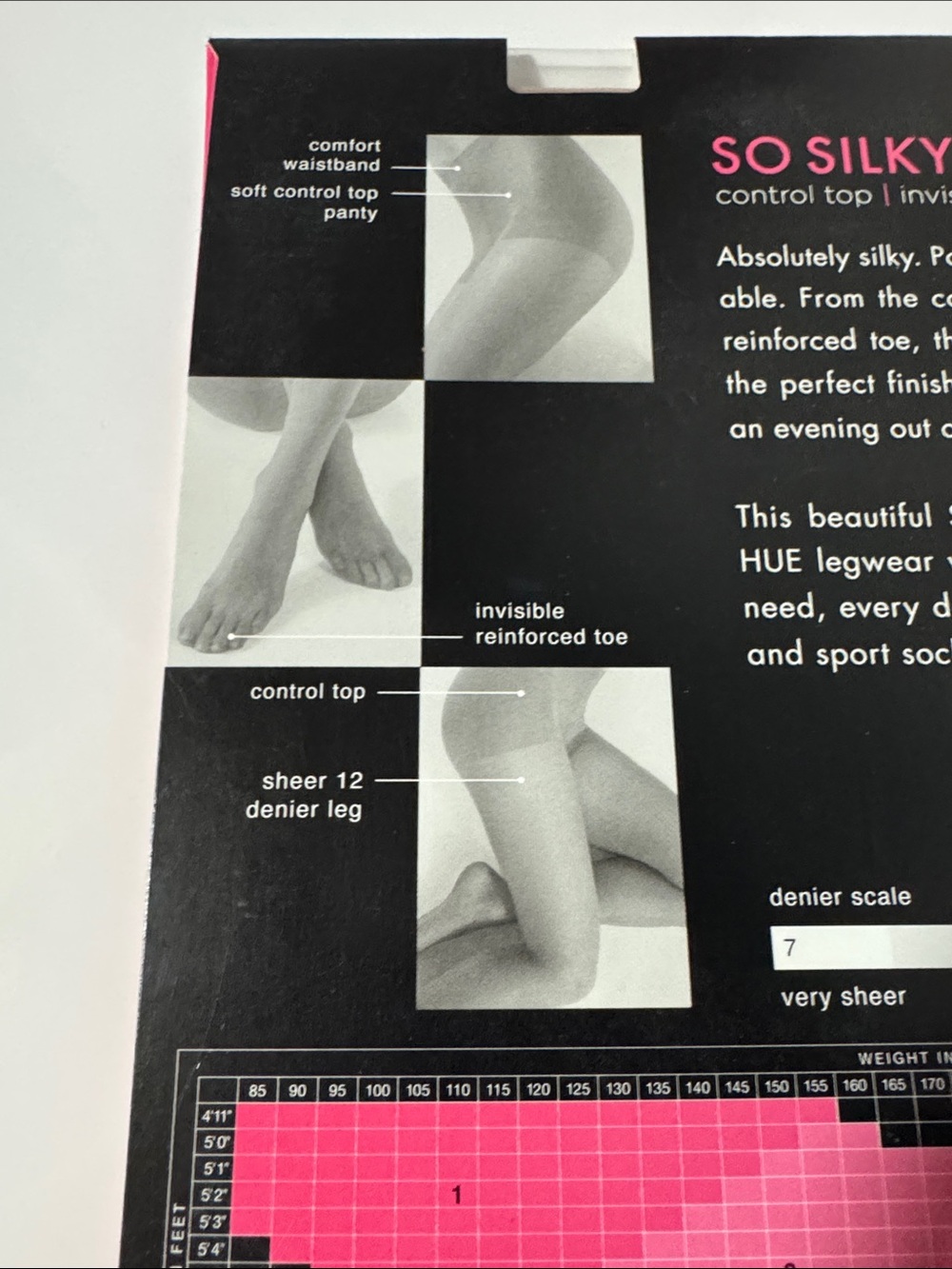 4 Brand New Pairs of HUE So Silky Sheer Control Top- Natural Pantyhose sz 4 - Picture 2 of 7